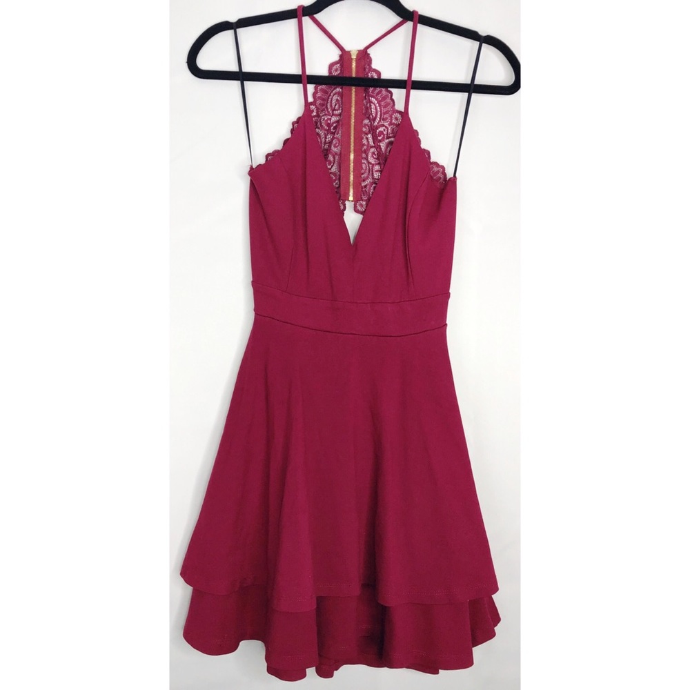 Windsor Burgundy Lace Mini Dress